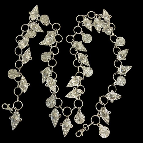 Metal Chain Belt Whimsigoth Gypsy Charms Witchy Festival Celestial Silver Long - Picture 2 of 8